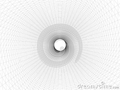 Wireframed hole. Vector abstract digital background. 3D tunnel grid. Wireframe 3D surface tunnel. Grid texture Vector Illustration