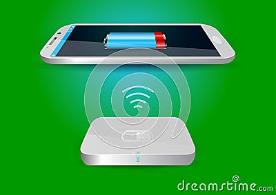 Wireless Battery Charger and Smartphone or Tablet - Vector Illus Vector Illustration