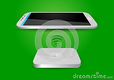 Wireless Battery Charger and Smartphone or Tablet - Vector Illus Vector Illustration