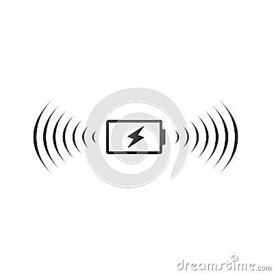 Wireless battery charging icon. Can be used on web apps, mobile apps and print media. vector illustration isolated on white Cartoon Illustration