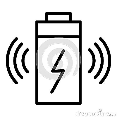 Wireless battery charging icon, outline style Vector Illustration