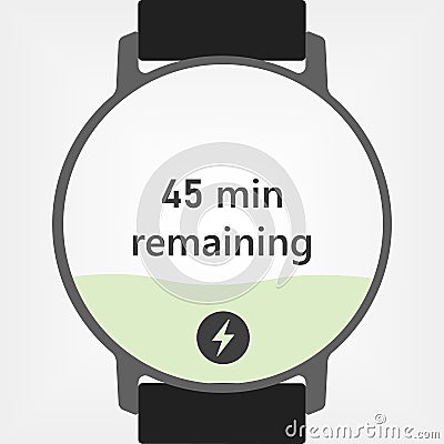 Wireless Battery Charging on SmartWatch. 45 min remaining Vector Illustration