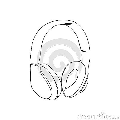 Wireless bluetooth headphones continuous line drawing. One line art of home appliance, music, listen, dj, sound, sound Vector Illustration