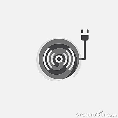 Wireless charger icon vector, solid logo illustration, pictogram isolated on white. Vector Illustration