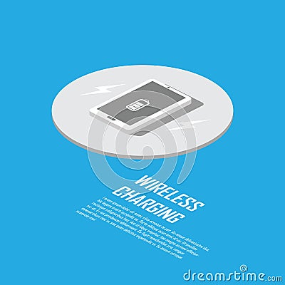 Wireless charging concept for smart technology. Smartphone charger without cable Vector Illustration