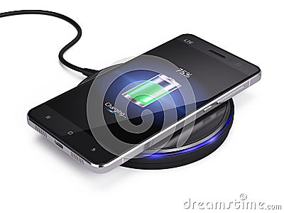 Wireless charging of smartphone Stock Photo