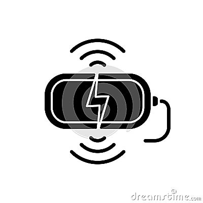 Wireless charging station black glyph icon Vector Illustration