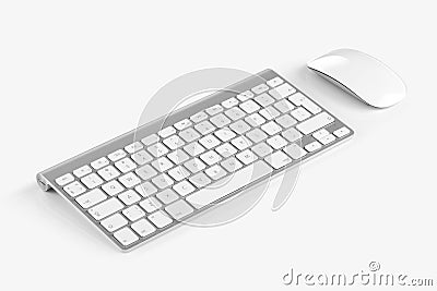 Wireless computer keyboard and mouse isolated on white background Stock Photo