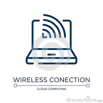 Wireless conection icon. Linear vector illustration from material devices collection. Outline wireless conection icon vector. Thin Vector Illustration