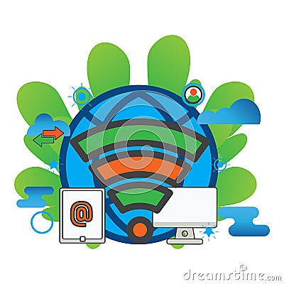 Wireless conection illustration. Flat vector icon. can use for, icon design element,ui, web, mobile app Vector Illustration