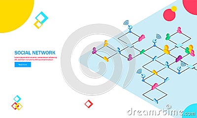 Wireless connectivity, multiple user connected through internet. Stock Photo