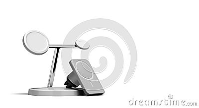 Wireless device charger 3d render on white Stock Photo