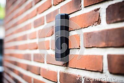 wireless doorbell on a brick wall Stock Photo