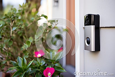 wireless doorbell installed outside of a house Stock Photo