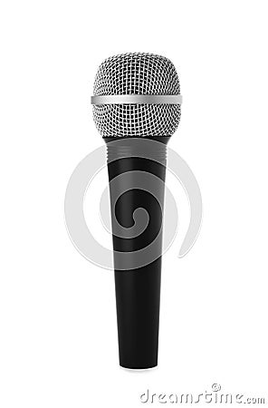 Wireless dynamic microphone on white background. Stock Photo