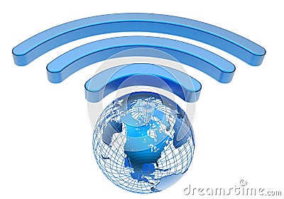 Wireless earth broadband symbol Stock Photo