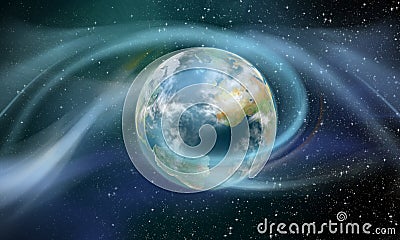 Wireless energy surrounding earth Stock Photo