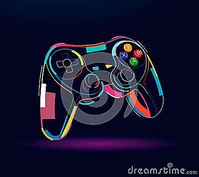 Wireless game joystick controller gamepad, wireless gamepad, abstract, colorful drawing Vector Illustration