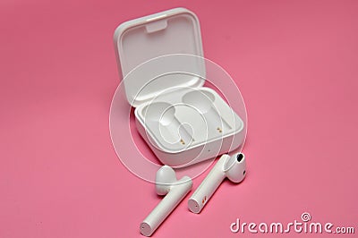 Wireless headphones Stock Photo