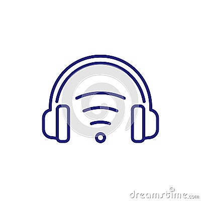 wireless headset, headphones line icon Stock Photo