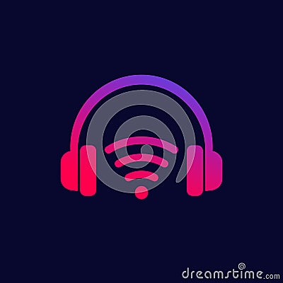 wireless headset, headphones vector icon Vector Illustration