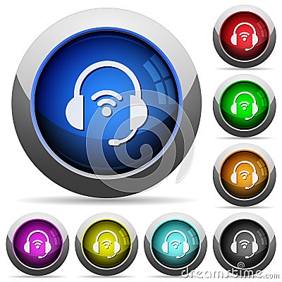 Wireless headset round glossy buttons Stock Photo