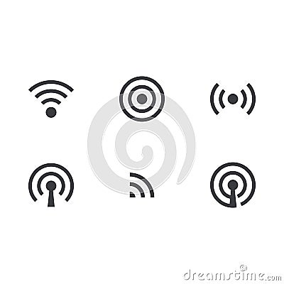 Wireless icon set. Vector icon. WiFi symbol. Internet symbol. Signal indicator. Translation icon Vector Illustration