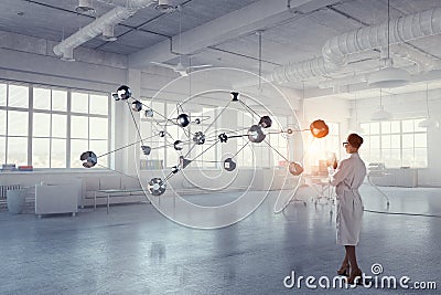 Wireless interaction and connection . Mixed media Stock Photo