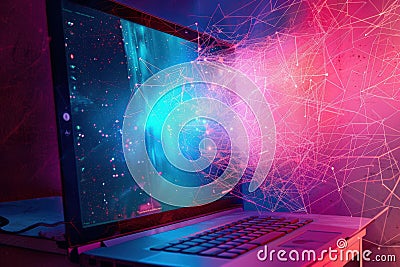 Wireless internet access enabling data flow across global networks Stock Photo