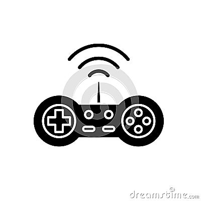 Wireless joystick black icon, vector sign on isolated background. Wireless joystick concept symbol, illustration Vector Illustration
