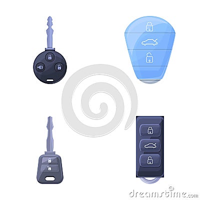 Wireless key icons set cartoon vector. Keyless vehicle entry device Vector Illustration