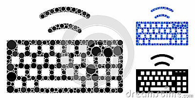Wireless keyboard Mosaic Icon of Round Dots Vector Illustration
