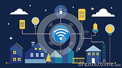 Wireless lighting control technology that allows for continuous monitoring and adjustment of light levels even in remote Vector Illustration