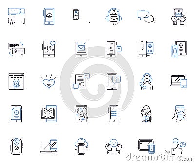 Wireless line icons collection. Connectivity, Signal, Nerk, Bluetooth, Wi-Fi, Mobile, Antenna vector and linear Vector Illustration
