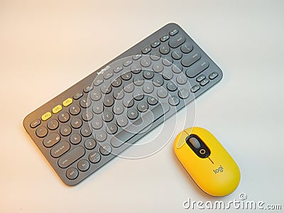 Wireless Logitech Mouse and Keyboard Combo Editorial Stock Photo