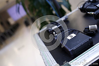 Wireless microphone lavalier Stock Photo