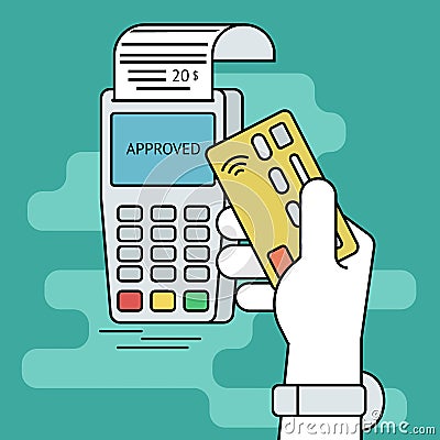 Wireless mobile payment by credit card Vector Illustration