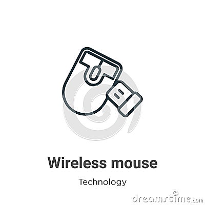 Wireless mouse outline vector icon. Thin line black wireless mouse icon, flat vector simple element illustration from editable Vector Illustration