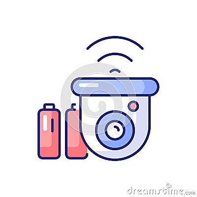 Wireless outdoor security camera RGB color icon Vector Illustration