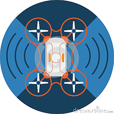 Wireless Quadcopter Drone Abstract Icon. Vector Illustration