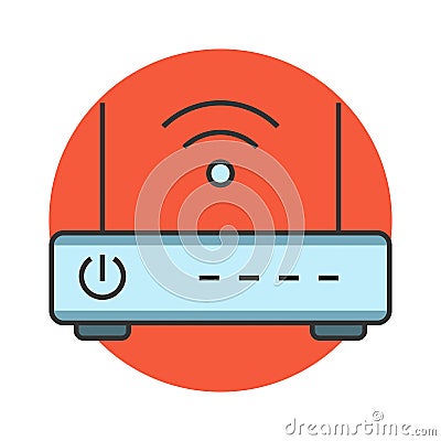 Wireless router flat line icon Vector Illustration