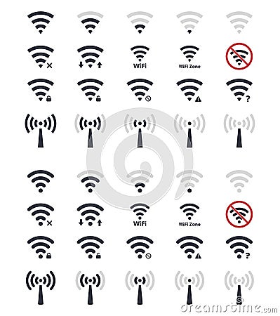 Wireless signs set, wifi icons Vector Illustration