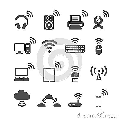 Wireless technology computer icon set, vector eps10 Vector Illustration