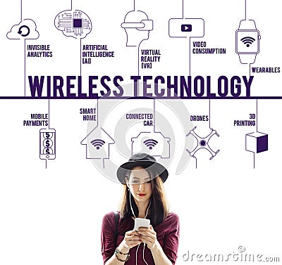 Wireless Technology Connected Drones Technology Concept Stock Photo