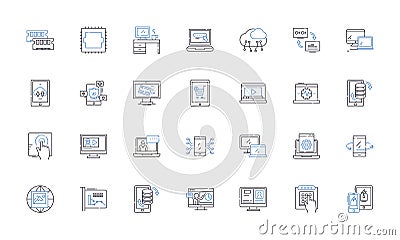 Wireless technology line icons collection. Bluetooth, WiFi, G, Signal, Frequency, Router, Antenna vector and linear Vector Illustration