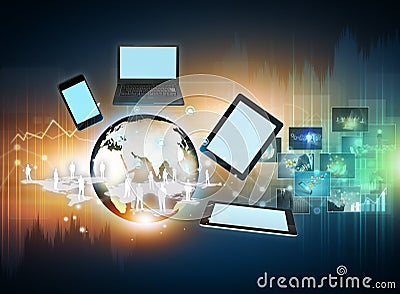 Wireless technology and social media Stock Photo