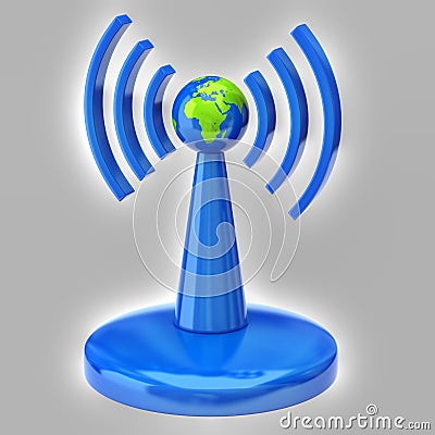 Wireless tower with radio waves Stock Photo