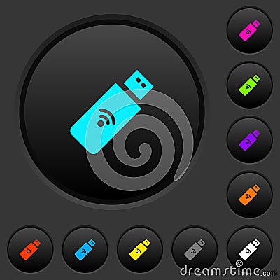 Wireless usb stick dark push buttons with color icons Stock Photo
