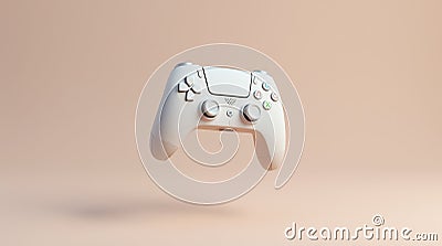 Wireless white game controller floating on a solid color background Stock Photo