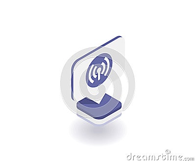 Wireless and wi-fi icon, vector symbol in flat isometric 3D style isolated on white background. Social media illustration Vector Illustration